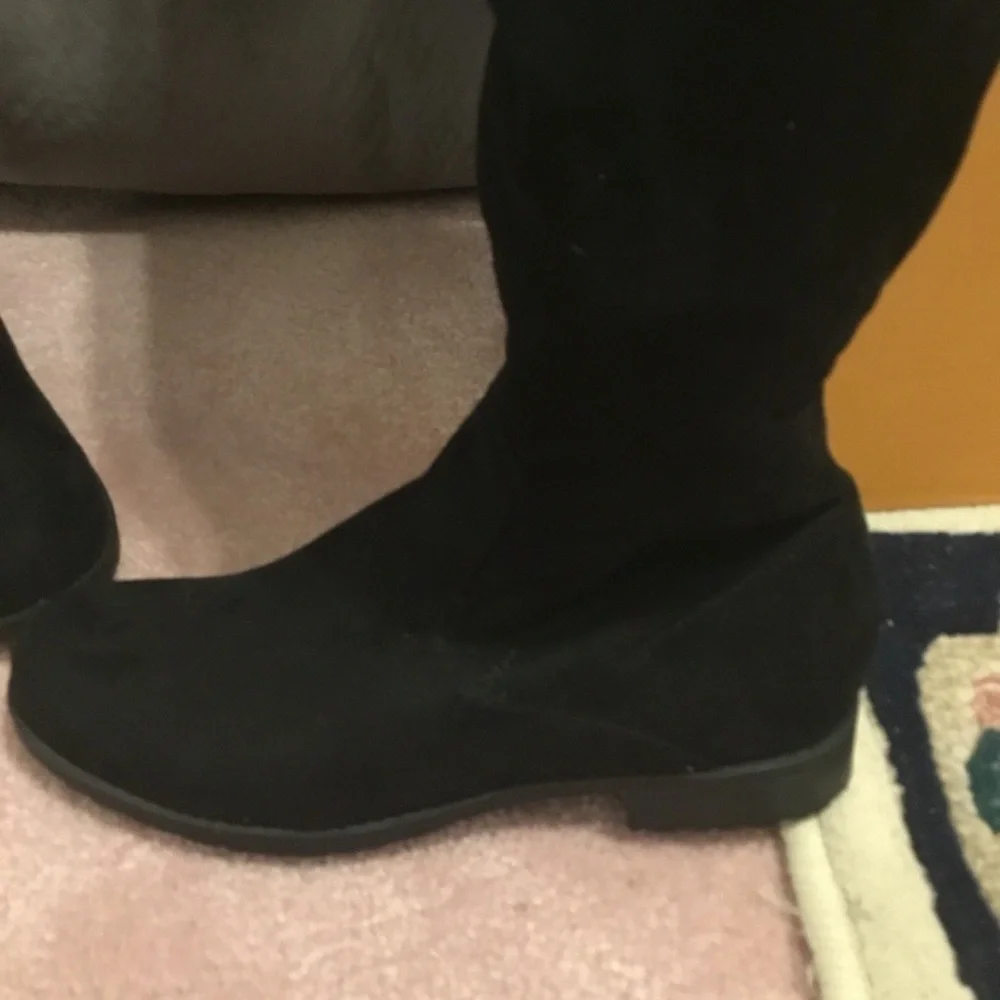 UNISA Over the Knee Black Suede Boots | Chunky Block Heel